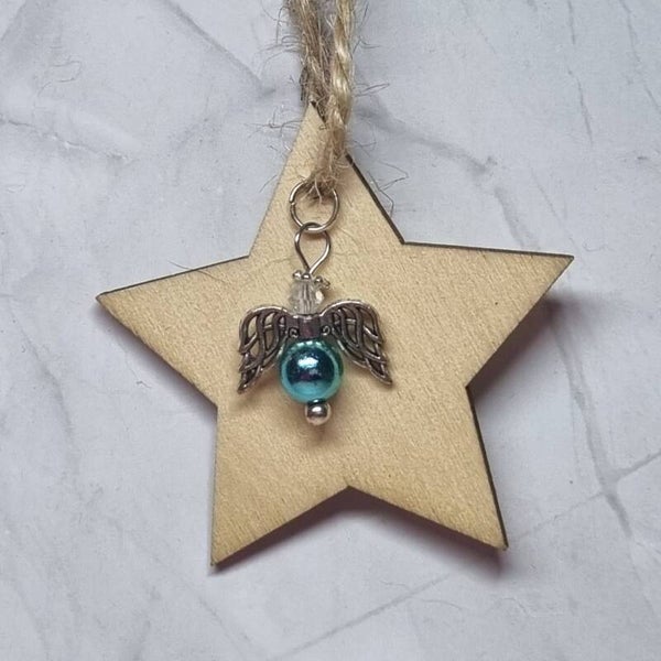 Houten ster blauw