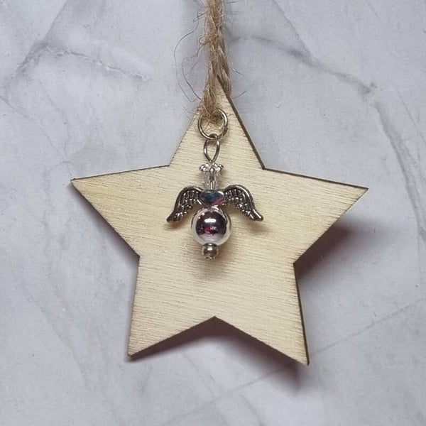 Houten ster zilver