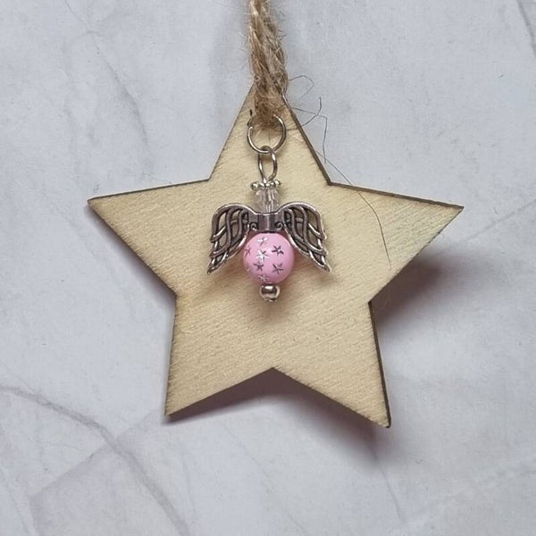 Houten ster roze
