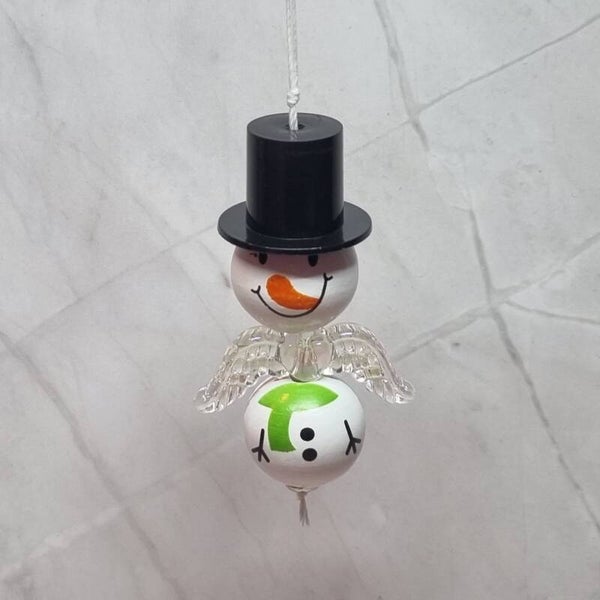 Sneeuwpopgeluksengel groene sjaal