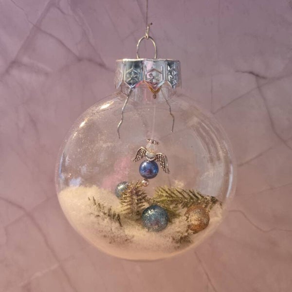 Kerstbal plat blauw