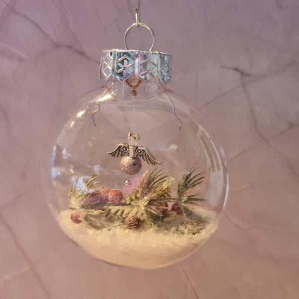 Kerstbal plat roze
