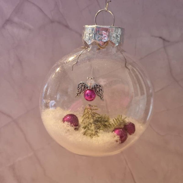 Kerstbal plat roze