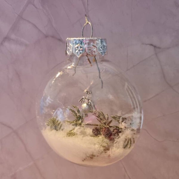 Kerstbal plat zilver