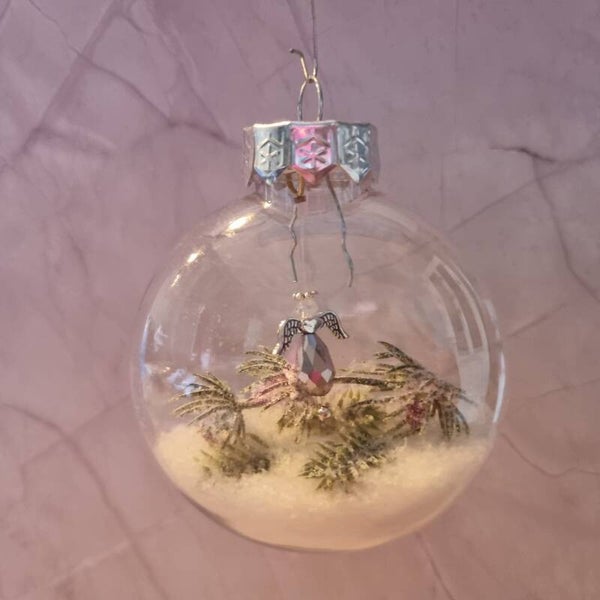 Kerstbal plat zilver