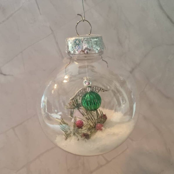 Kerstbal rond groen-zilver