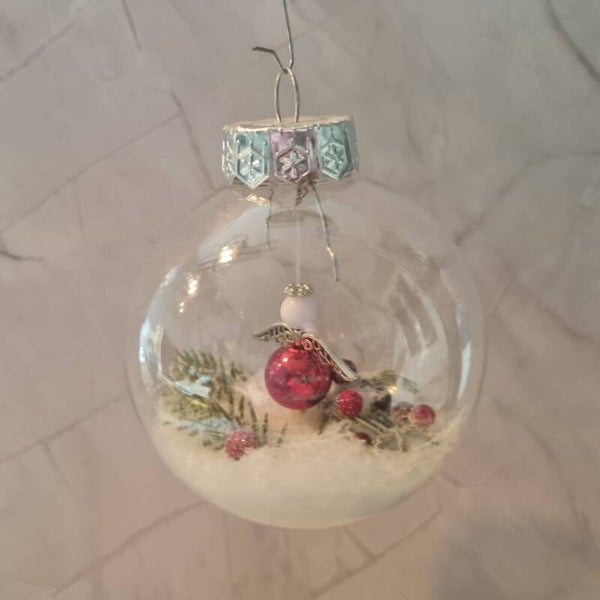 Kerstbal rood-wit