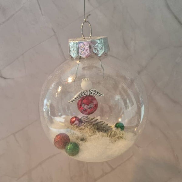 Kerstbal rond rood-wit