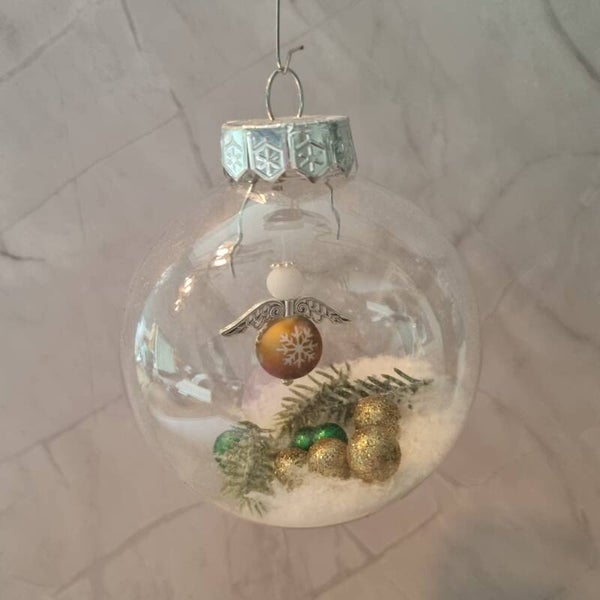 Kerstbal rond goud-wit