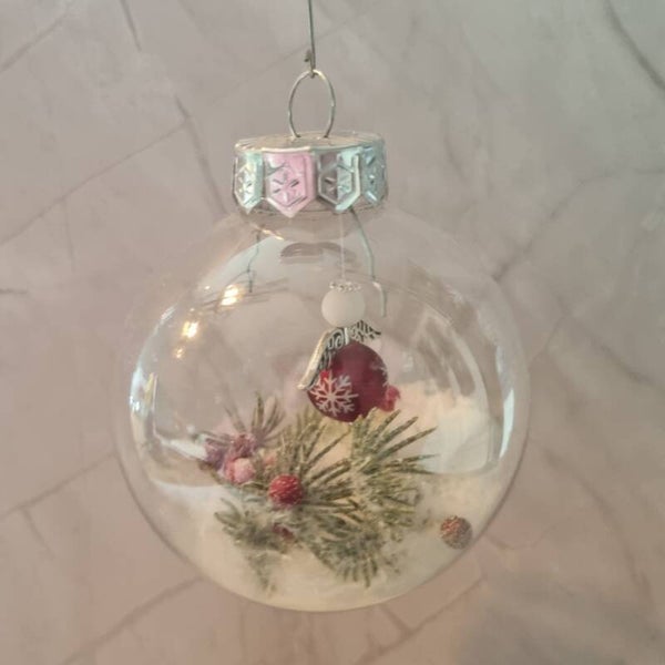 Kerstbal rond rood-wit