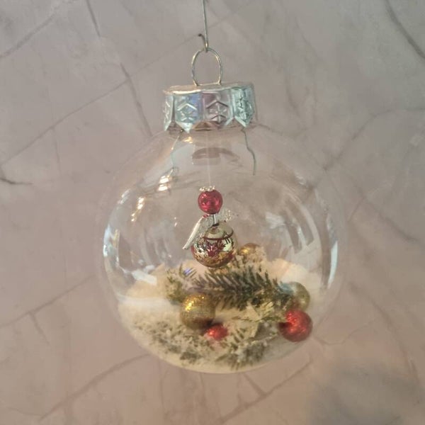 Kerstbal rond goud-rood