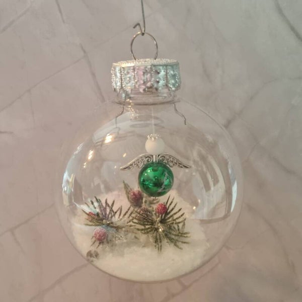 Kerstbal rond groen-wit