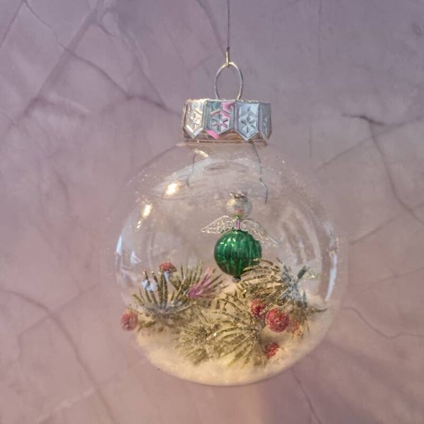 Kerstbal rond groen-zilver