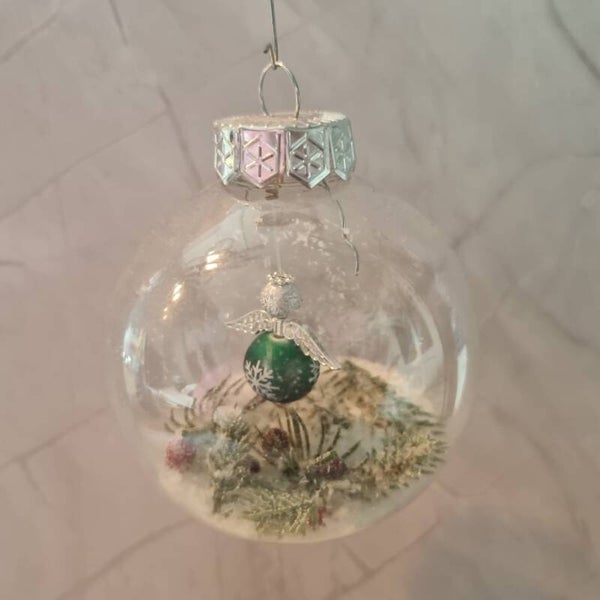 Kerstbal groen-zilver