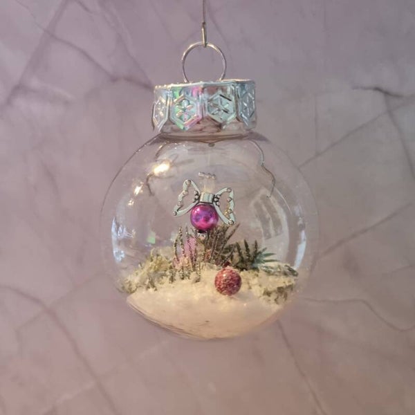Kerstbal rond fuchsia roze