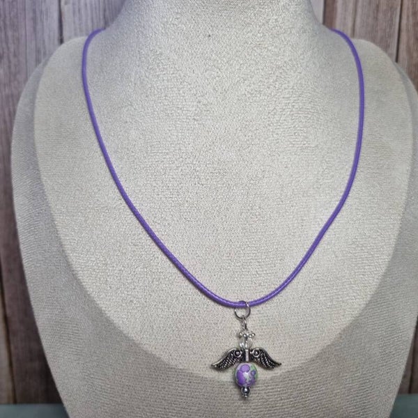 Waxkoord ketting paars
