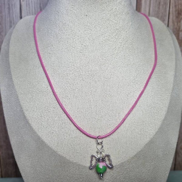Waxkoord ketting roze