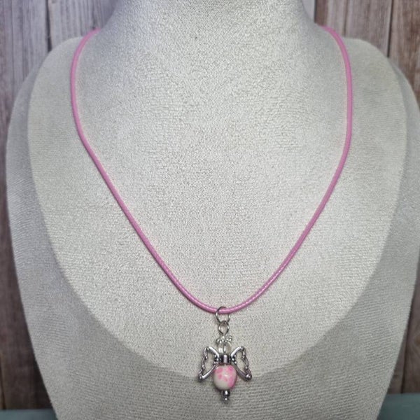 Waxkoord ketting roze