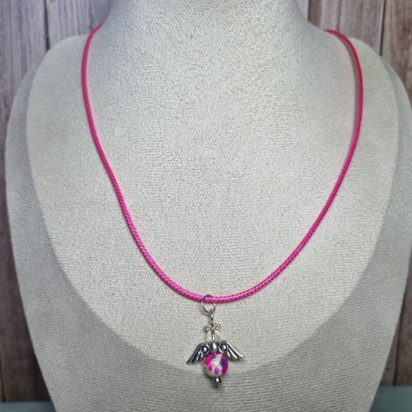 Waxkoord ketting roze