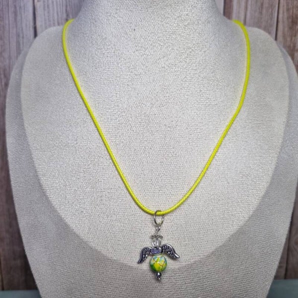 Waxkoord ketting geel
