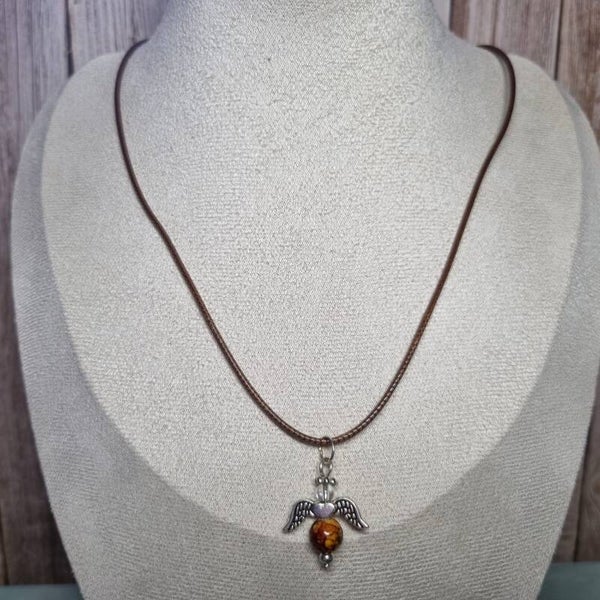 Waxkoord ketting bruin