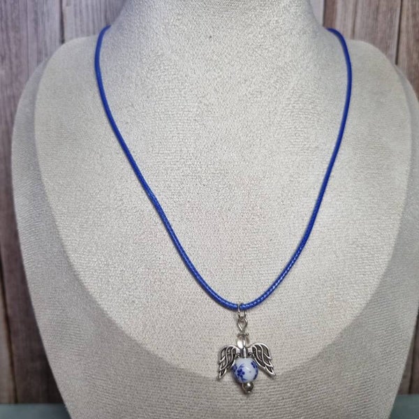 Waxkoord ketting blauw