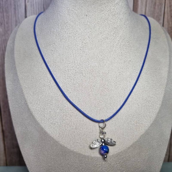 Waxkoord ketting blauw