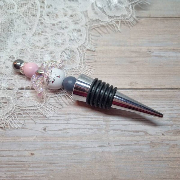 Wijnflesstopper roze/grijs