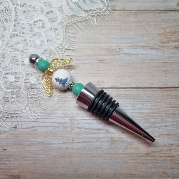 Wijnflesstopper mint/geel