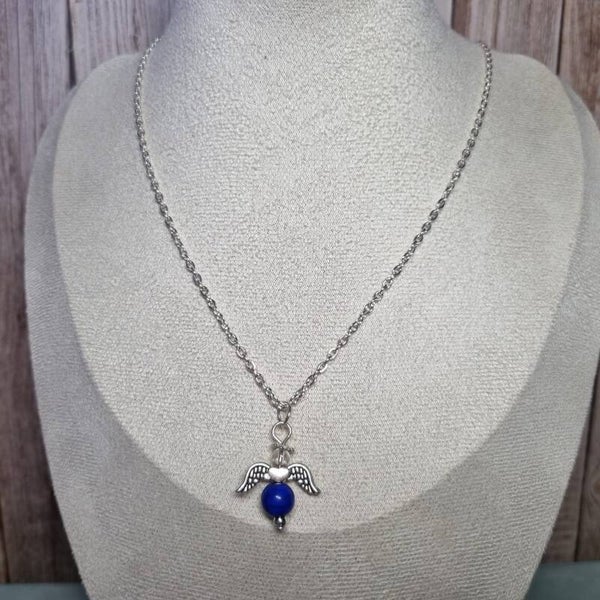 Ketting zilverkleurig blauw