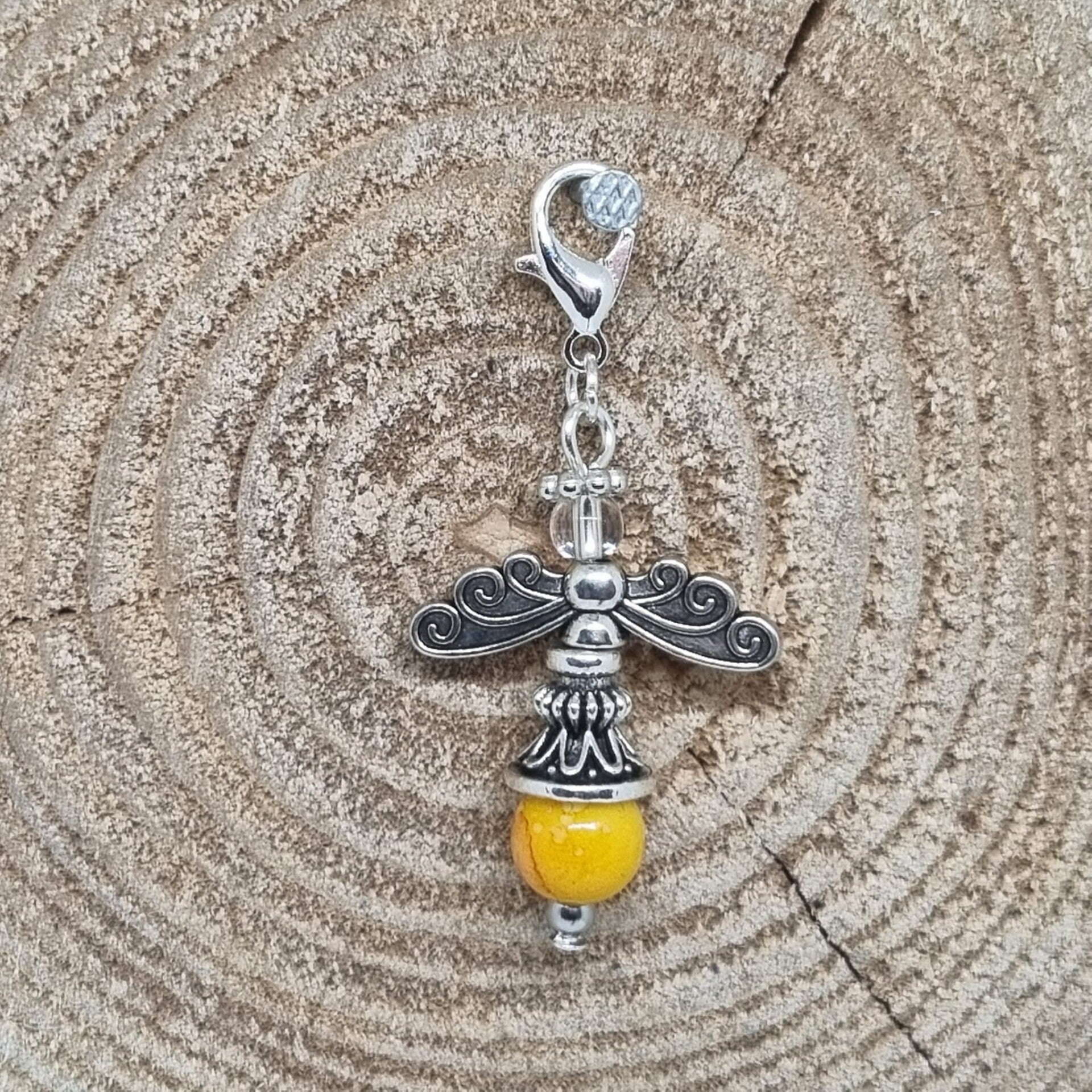 Geluksengel metalen jurk geel