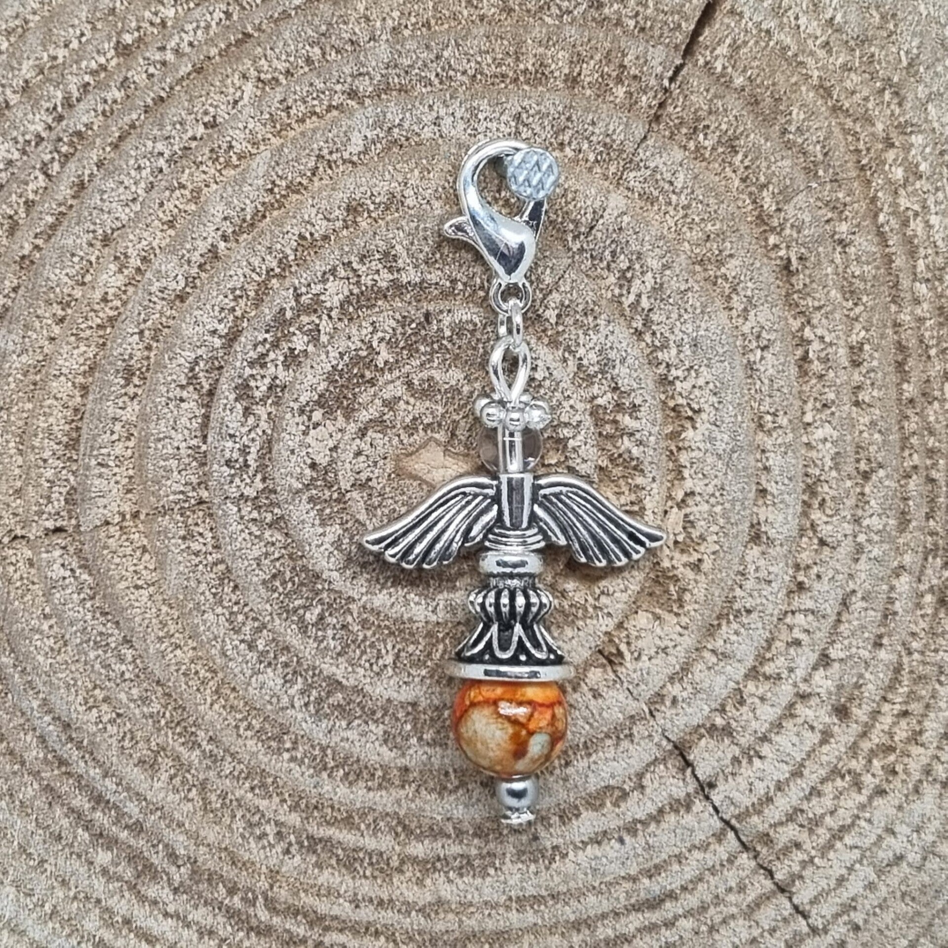 Geluksengel metalen jurk oranje