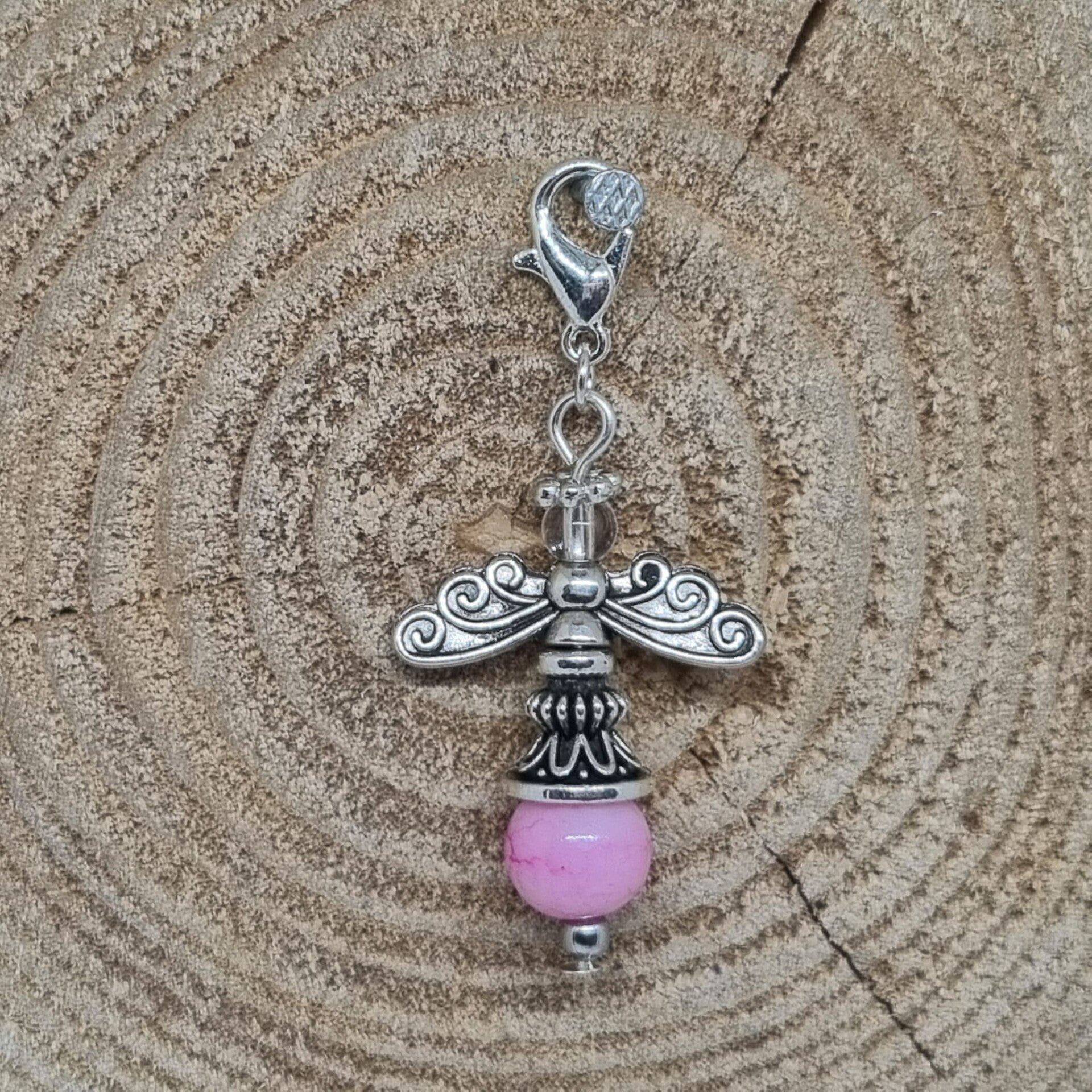 Geluksengel metalen jurk roze