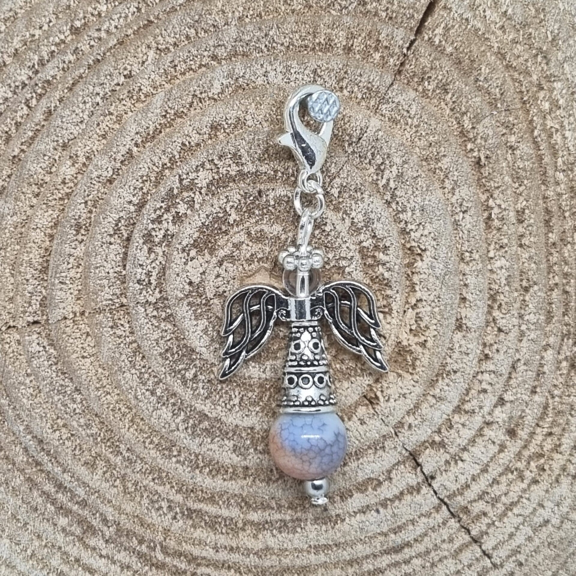 Geluksengel metalen jurk blauw/bruin/beige