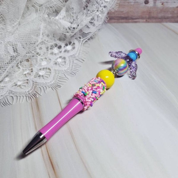 Pen hagelslag roze/geel