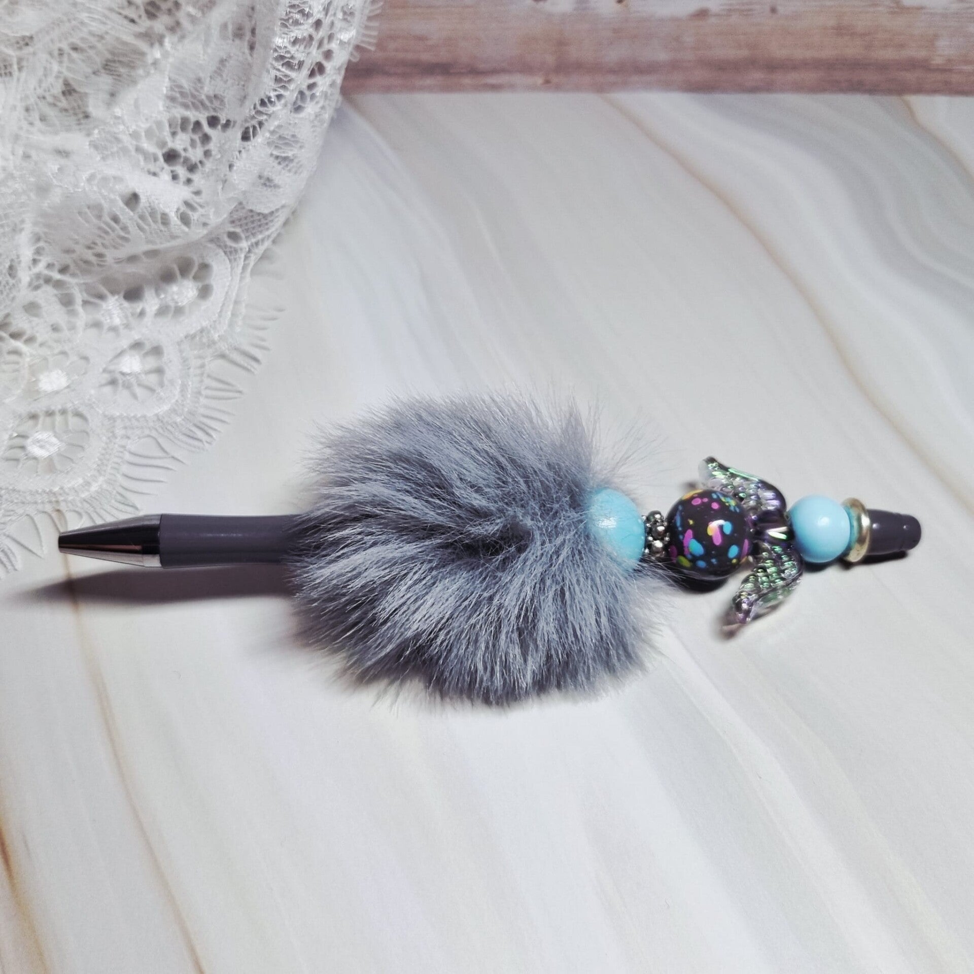 Pen fluffy grijs/blauw