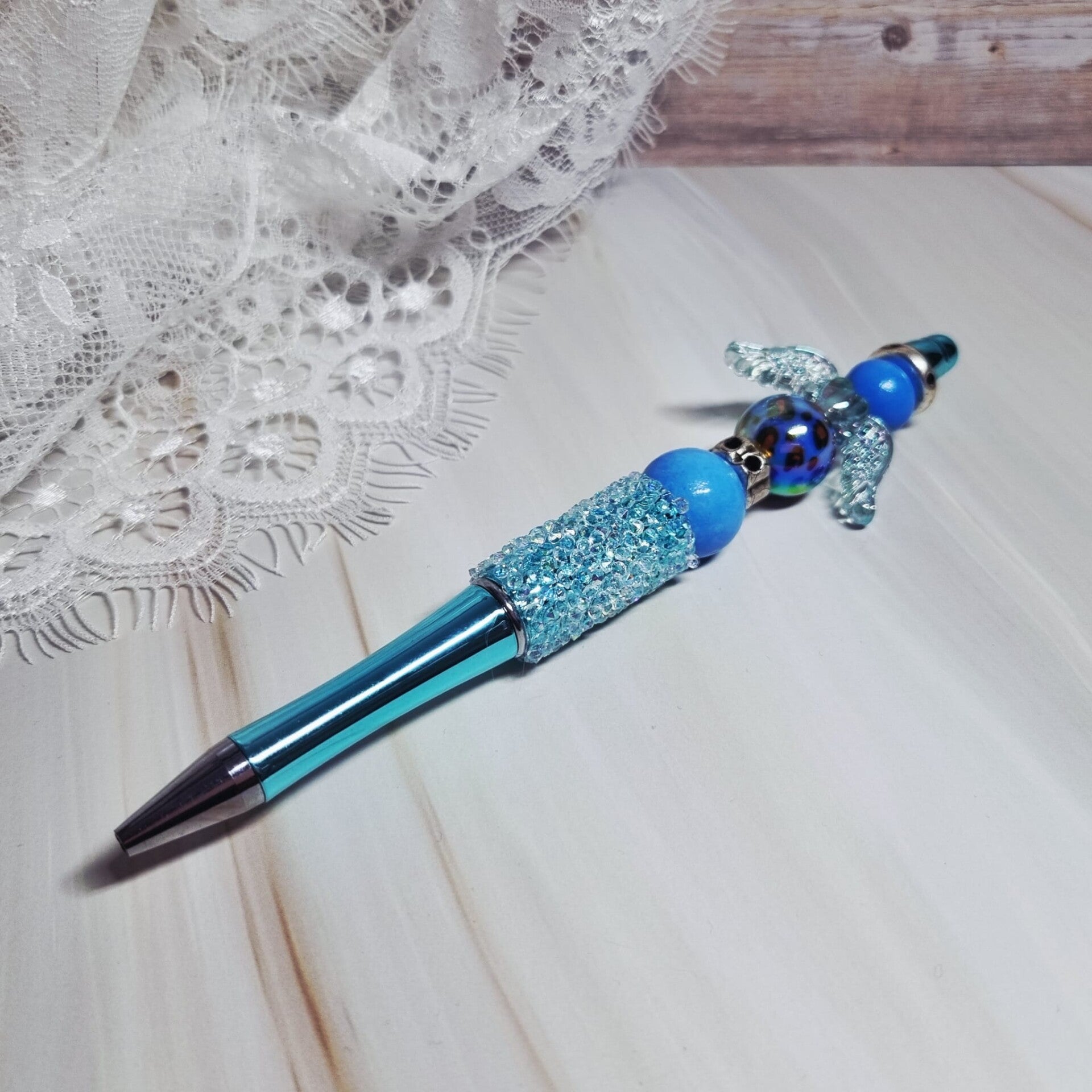 Pen glitter blauw