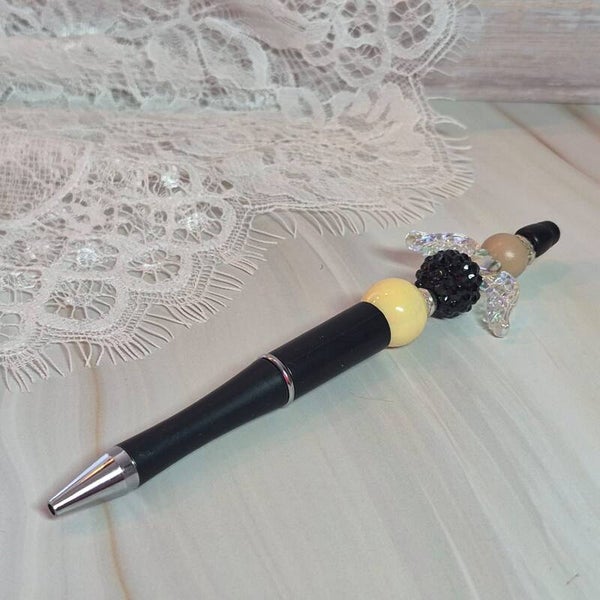 Pen glitter zwart/beige