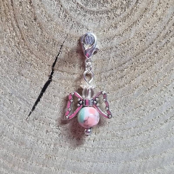Geluksengel wit/turquoise/roze