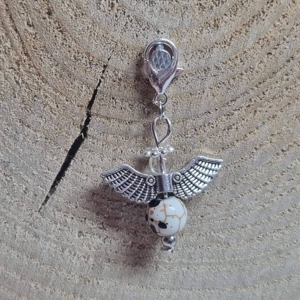 Geluksengel wit/zwart/bruin