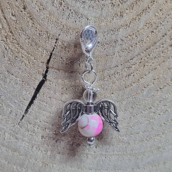 Geluksengel wit/roze/bruin