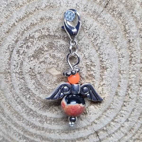 Geluksengel zwart/wit/oranje