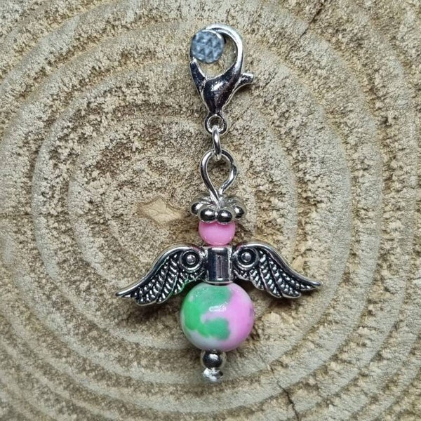Geluksengel wit/roze/groen