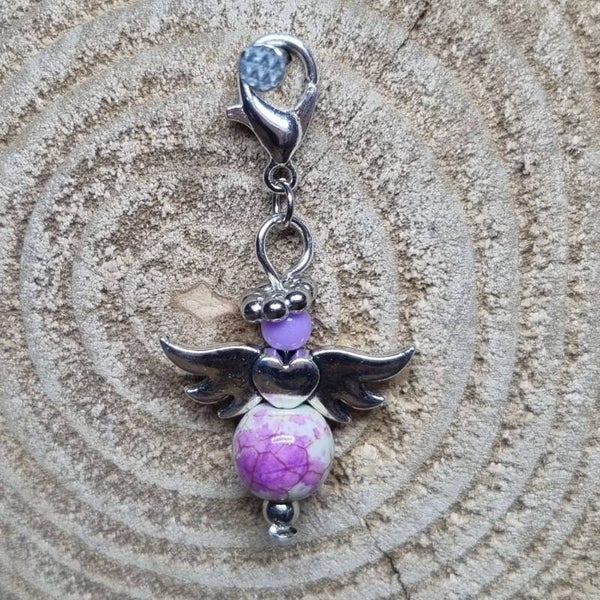 Geluksengel wit/paars/bruin