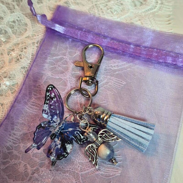 Sleutelhanger vlinder blauwe sodaliet