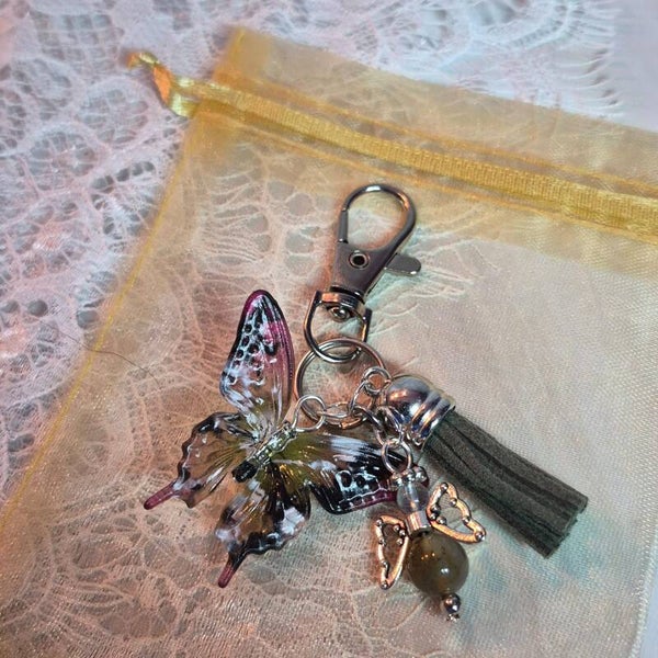 Sleutelhanger vlinder indische agaat