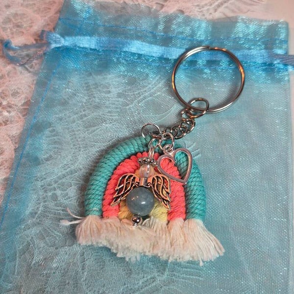 Sleutelhanger regenboog blauwe chalcedoon