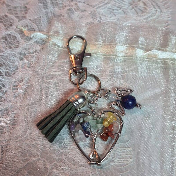 Sleutelhanger hart levensboom lapis lazuli