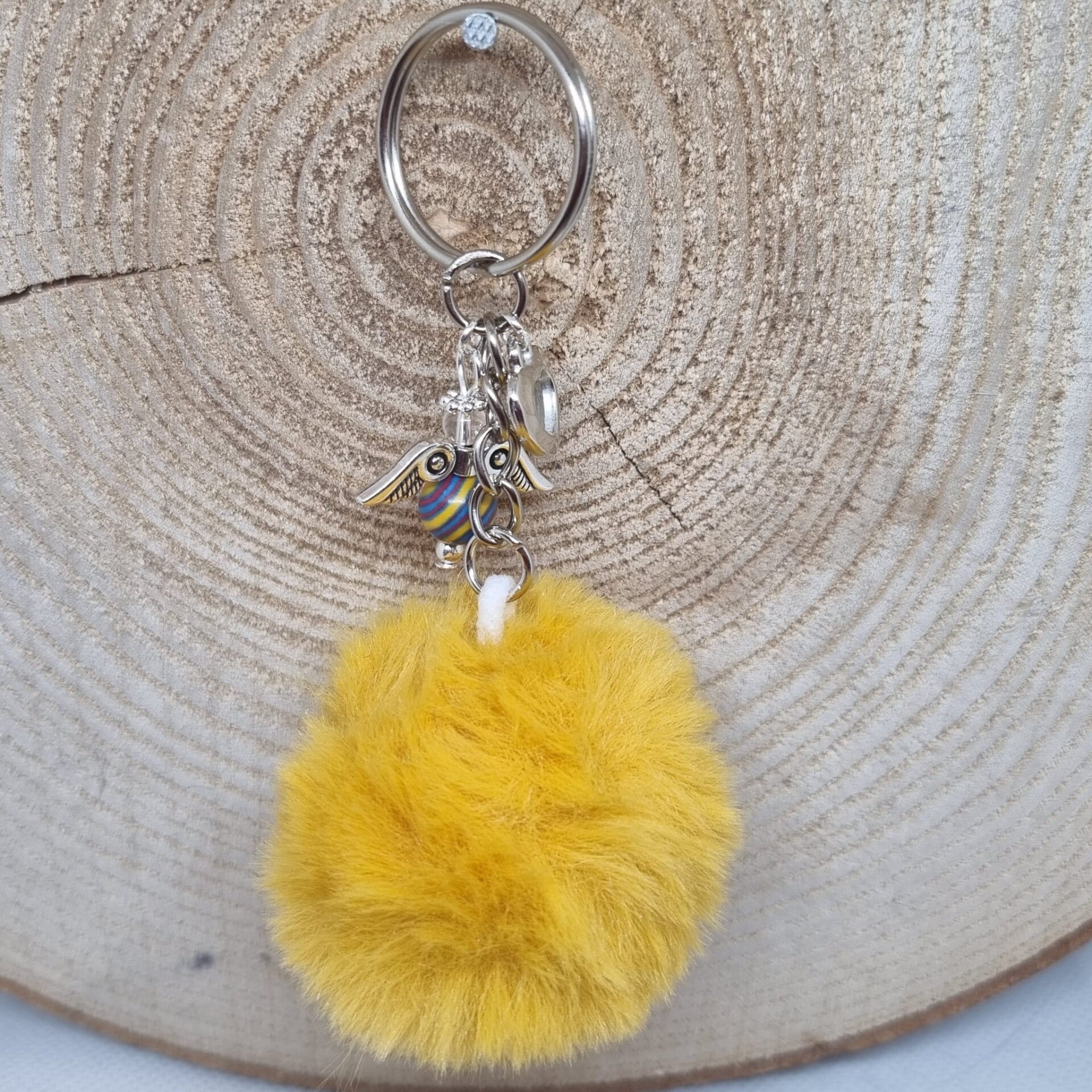 Sleutelhanger pom pom geel