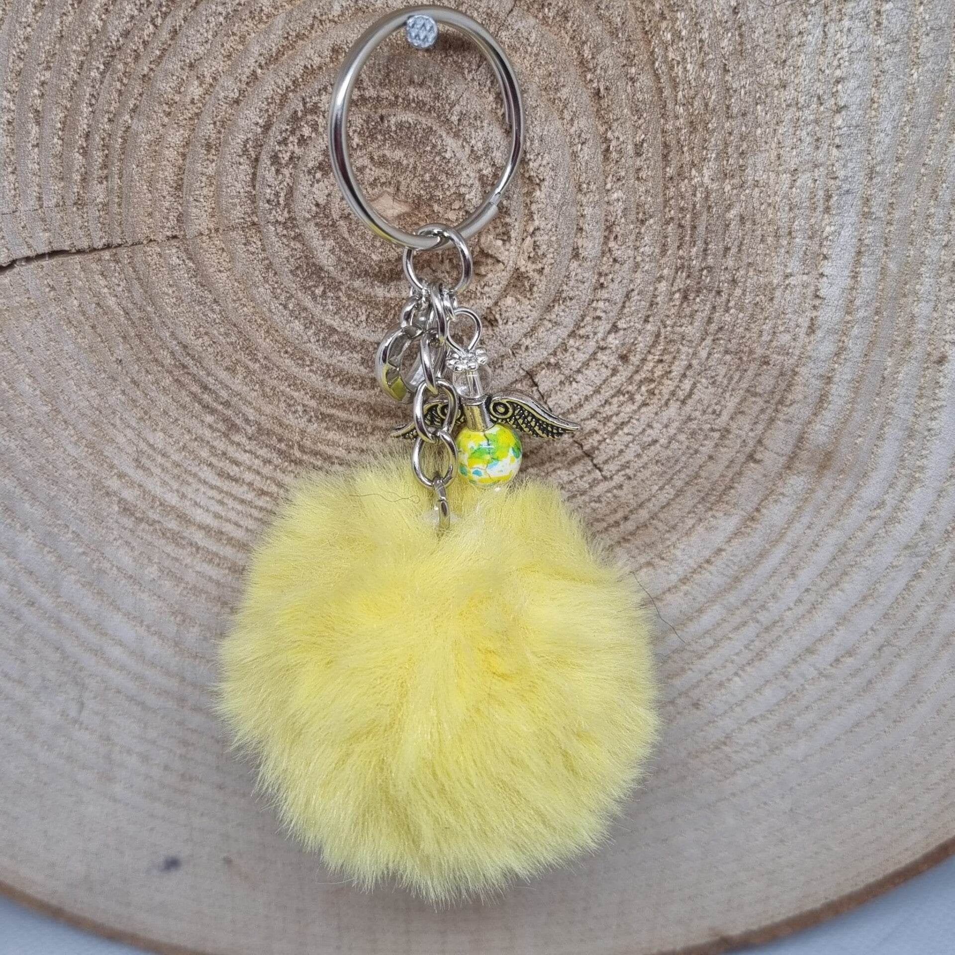 Sleutelhanger pom pom geel